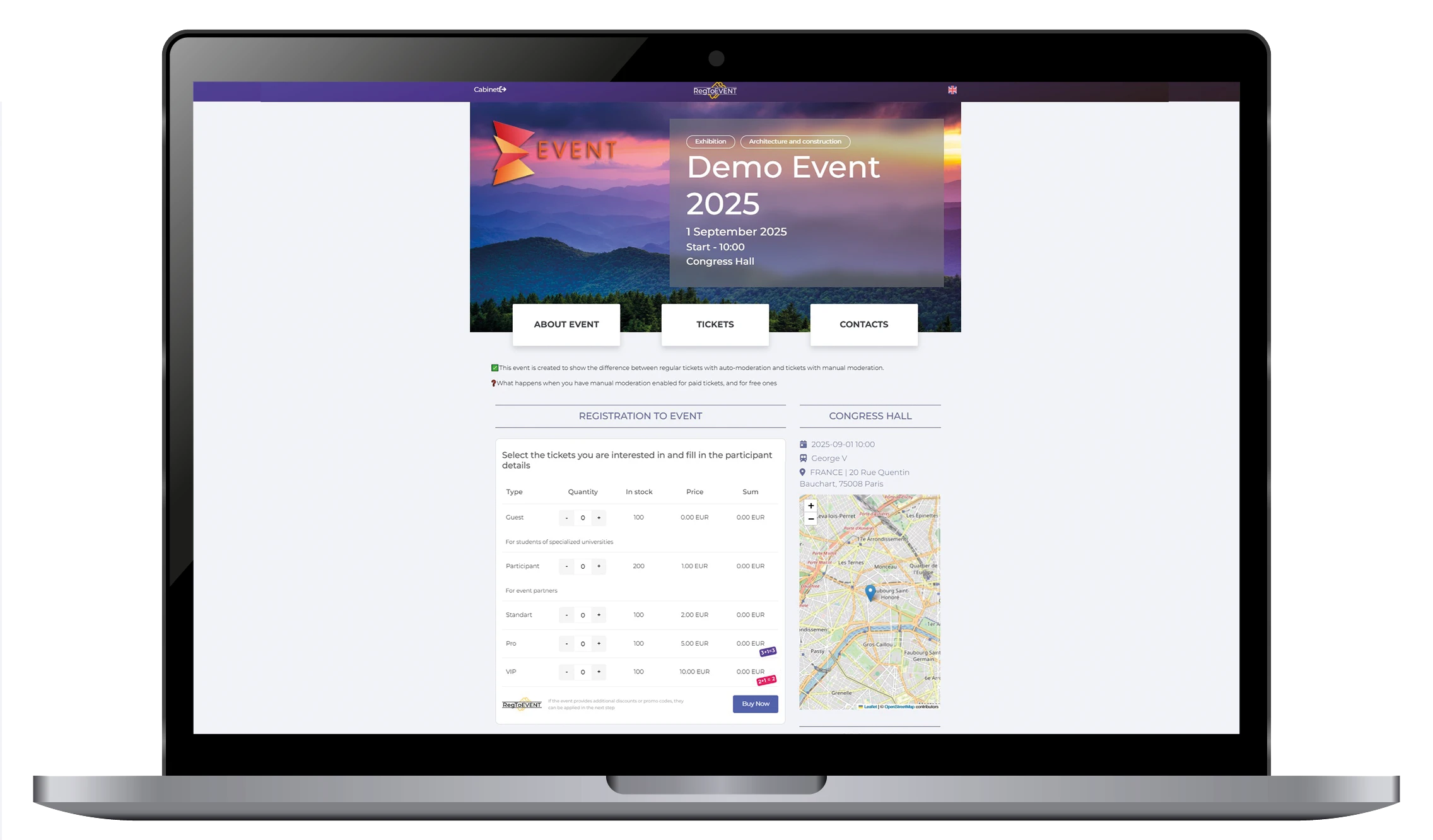 Mini registration page